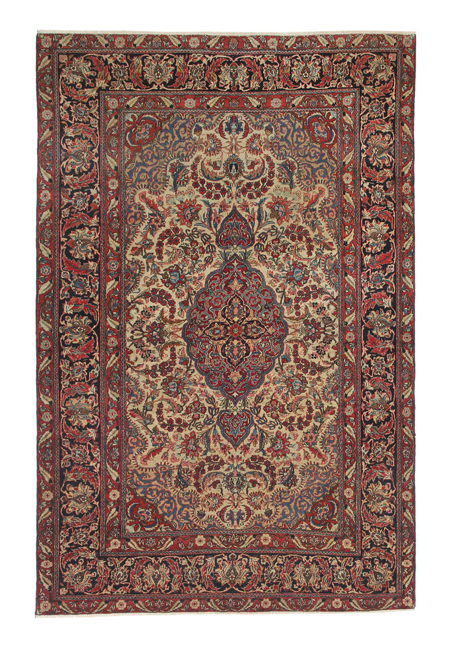 Authentic Antique Persian Isfahan Rug | Hand-Knotted 222x135cm