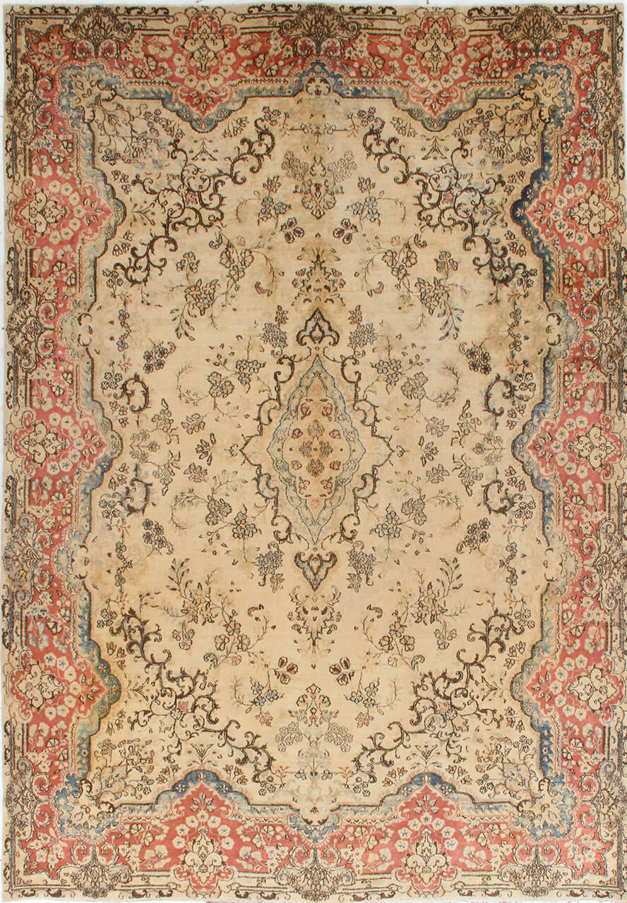 Tappeto Kerman Antico Persiano Autentico | Annodato a Mano 371x253cm