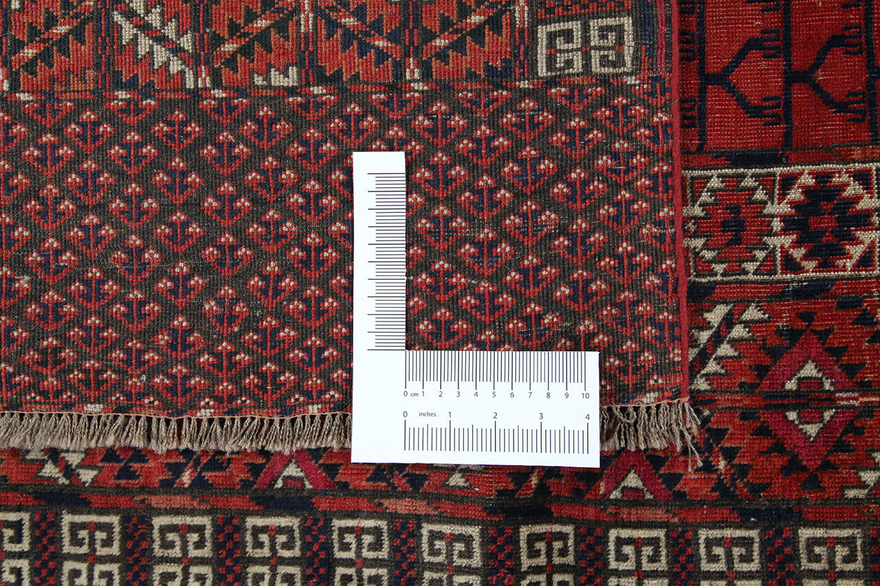 Antique Bouchara Oriental Rug: Authentic Turkmen Rug 183x115cm