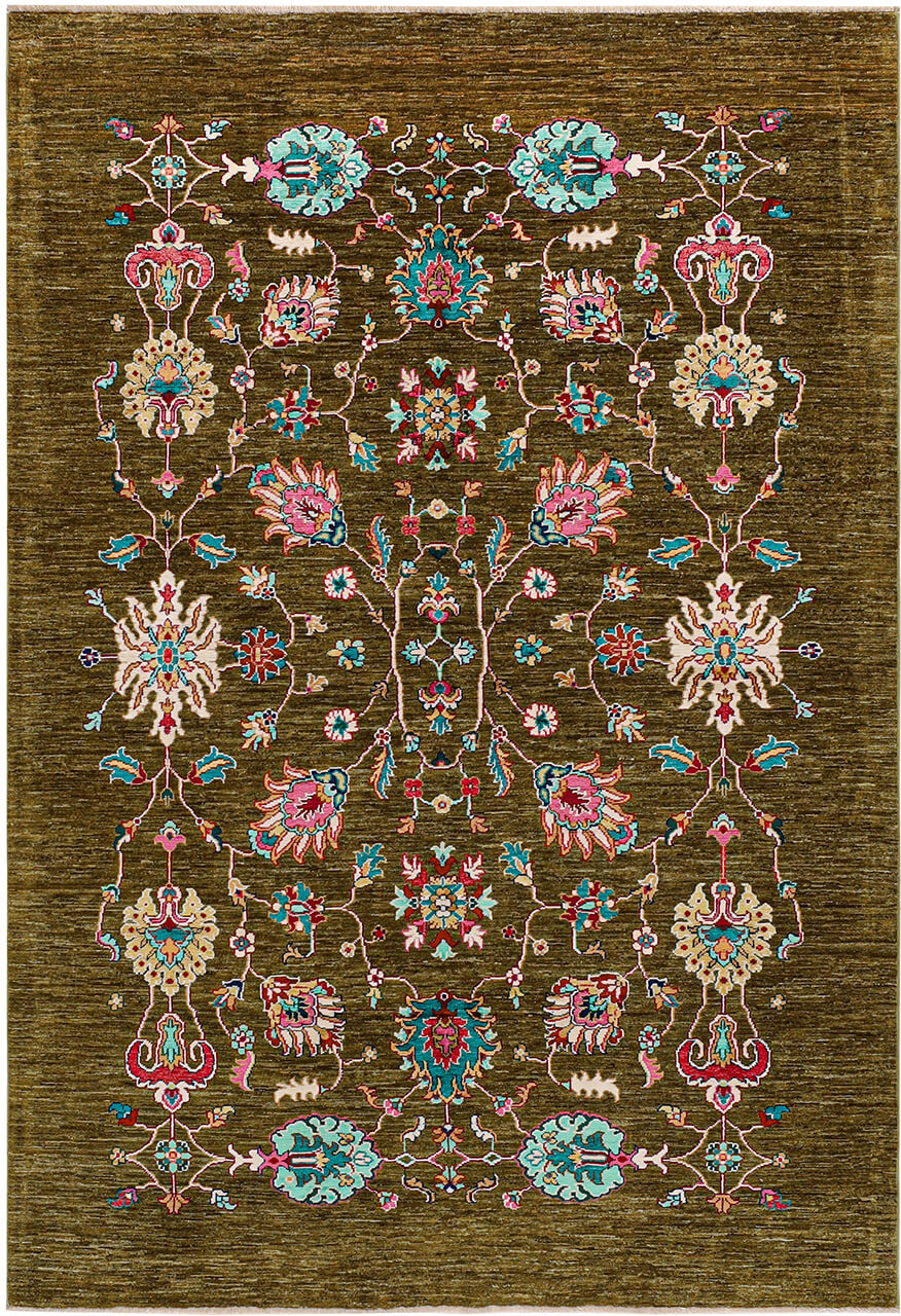 Tappeto Orientale Ziegler Mirage Verde in Lana - 229 x 156 cm