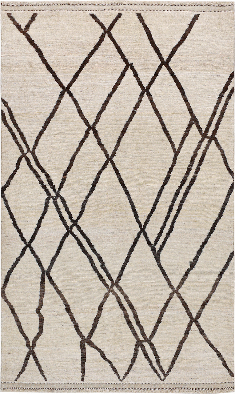Modern design white Berber style carpet, handmade 237x141cm