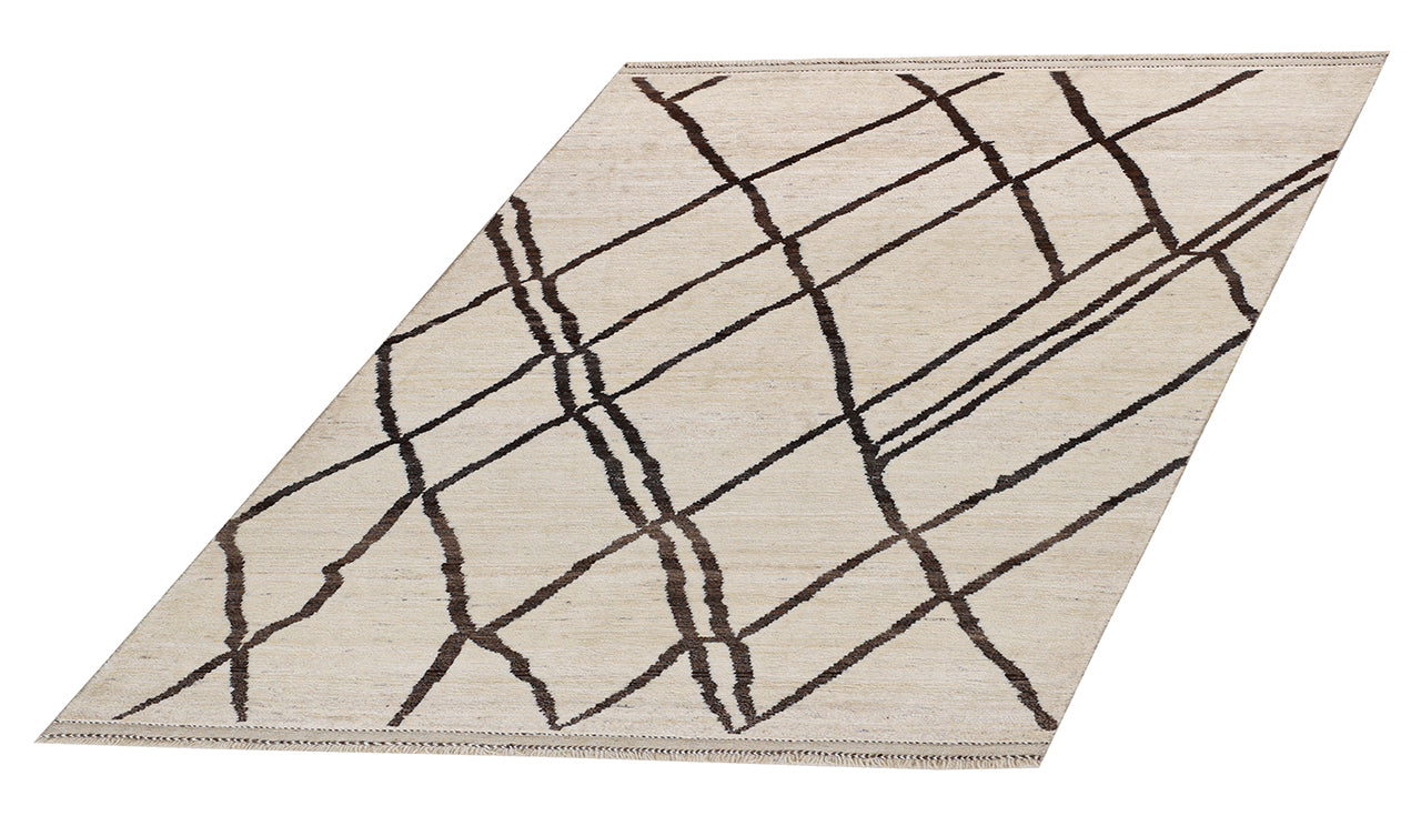 Modern design white Berber style carpet, handmade 237x141cm