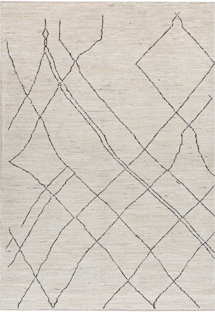 Modern design white Berber style carpet, handmade 237x165cm