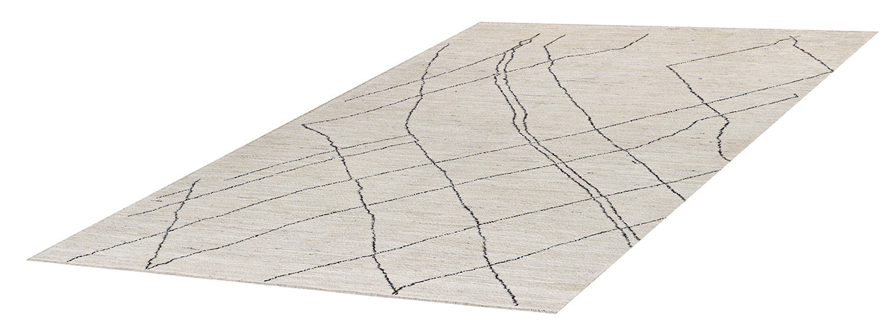 Modern design white Berber style carpet, handmade 237x165cm