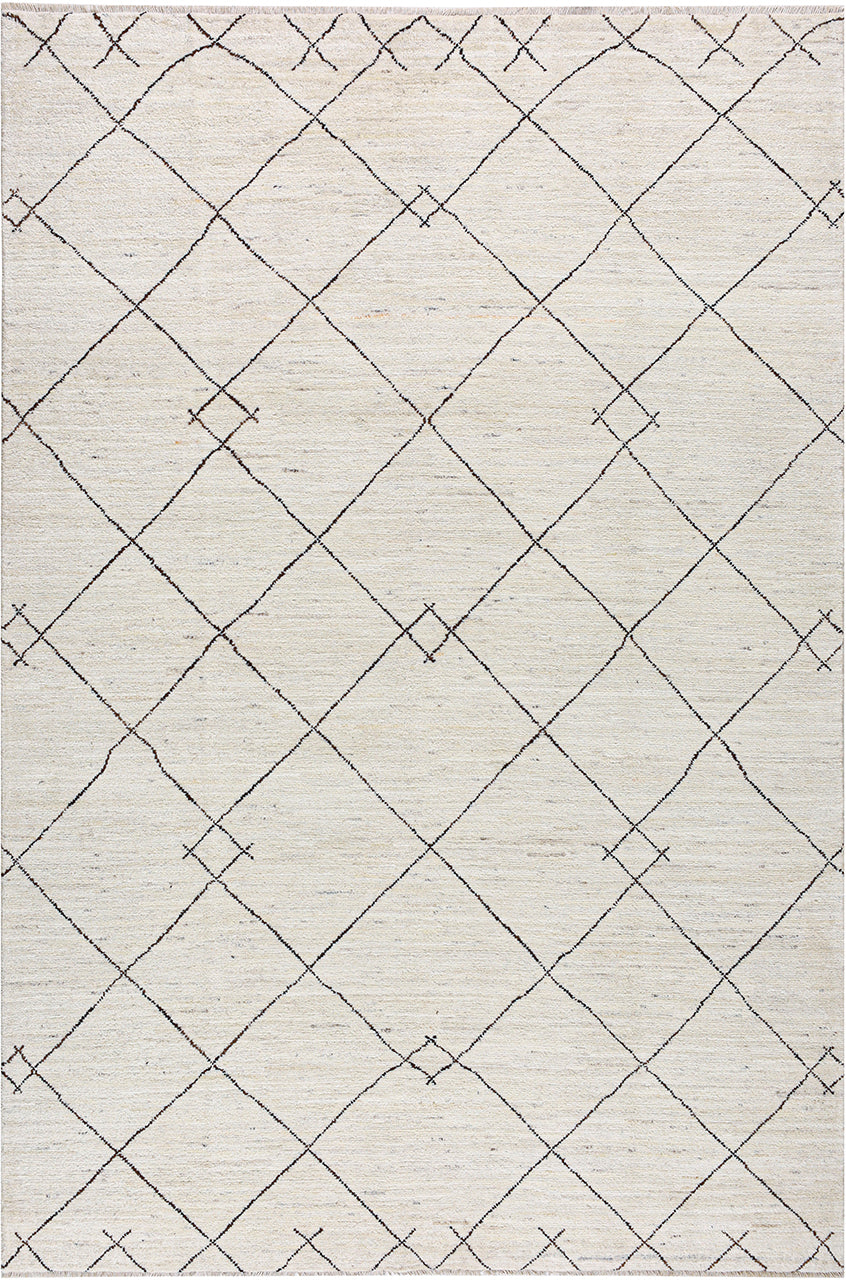 Modern design white Berber style carpet, handmade 298x190cm
