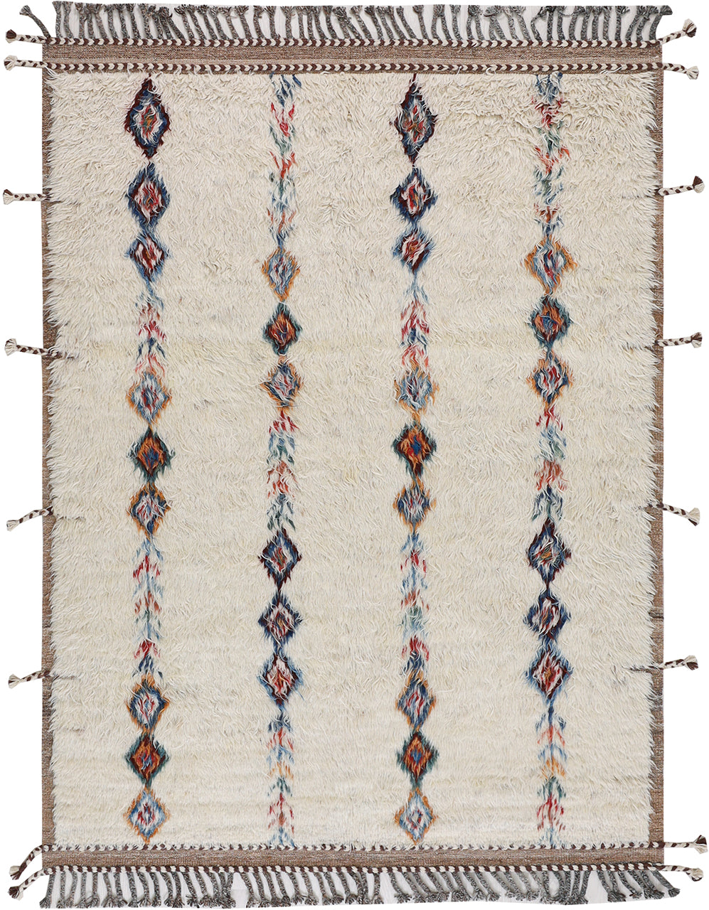 Tribal nomadic Berber carpet white, handmade 237x171cm