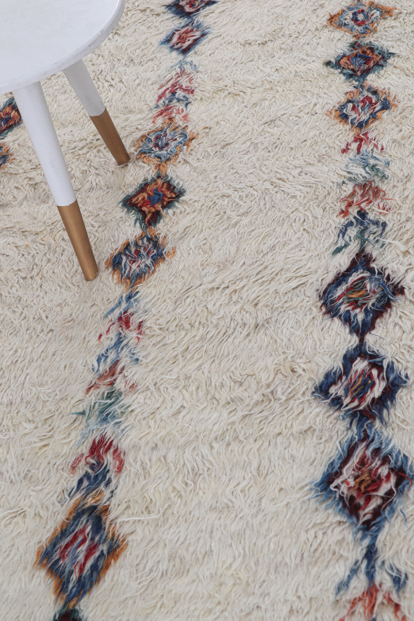 Tribal nomadic Berber carpet white, handmade 237x171cm