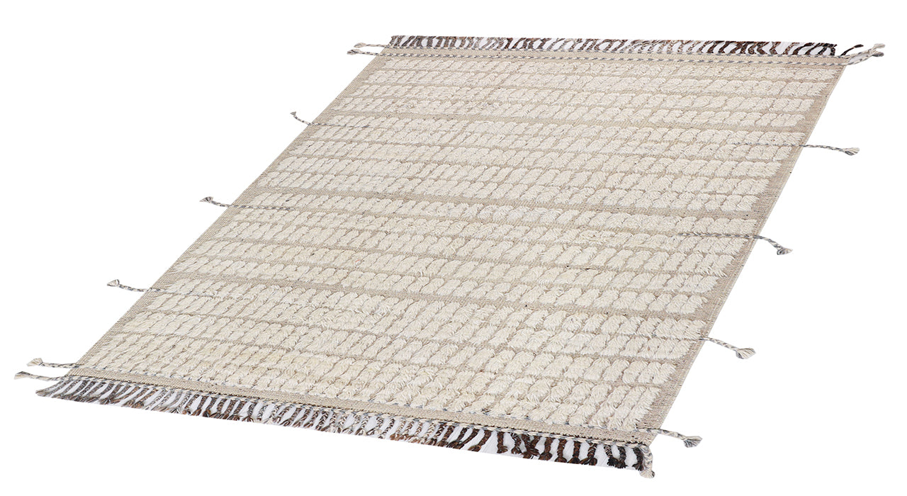 Modern design white Berber style carpet, handmade 239x170cm