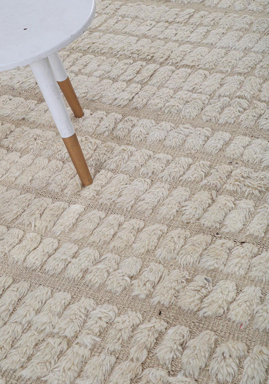 Modern design white Berber style carpet, handmade 239x170cm