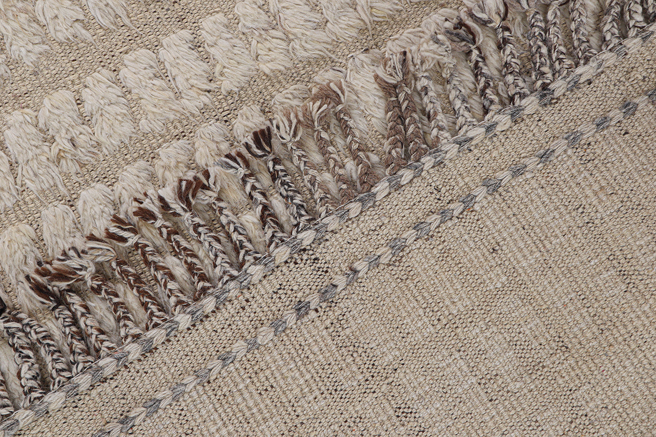 Modern design white Berber style carpet, handmade 241x176cm