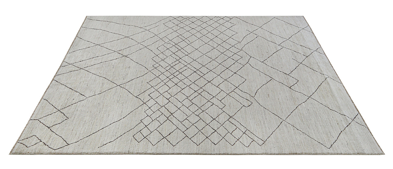 Tappeto design moderno bianco stile berbero, fatto a mano 348x249cm