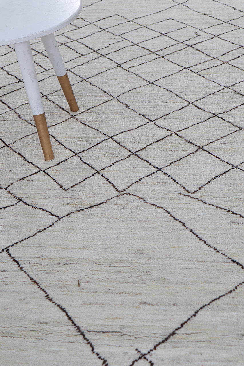 Tappeto design moderno bianco stile berbero, fatto a mano 348x249cm