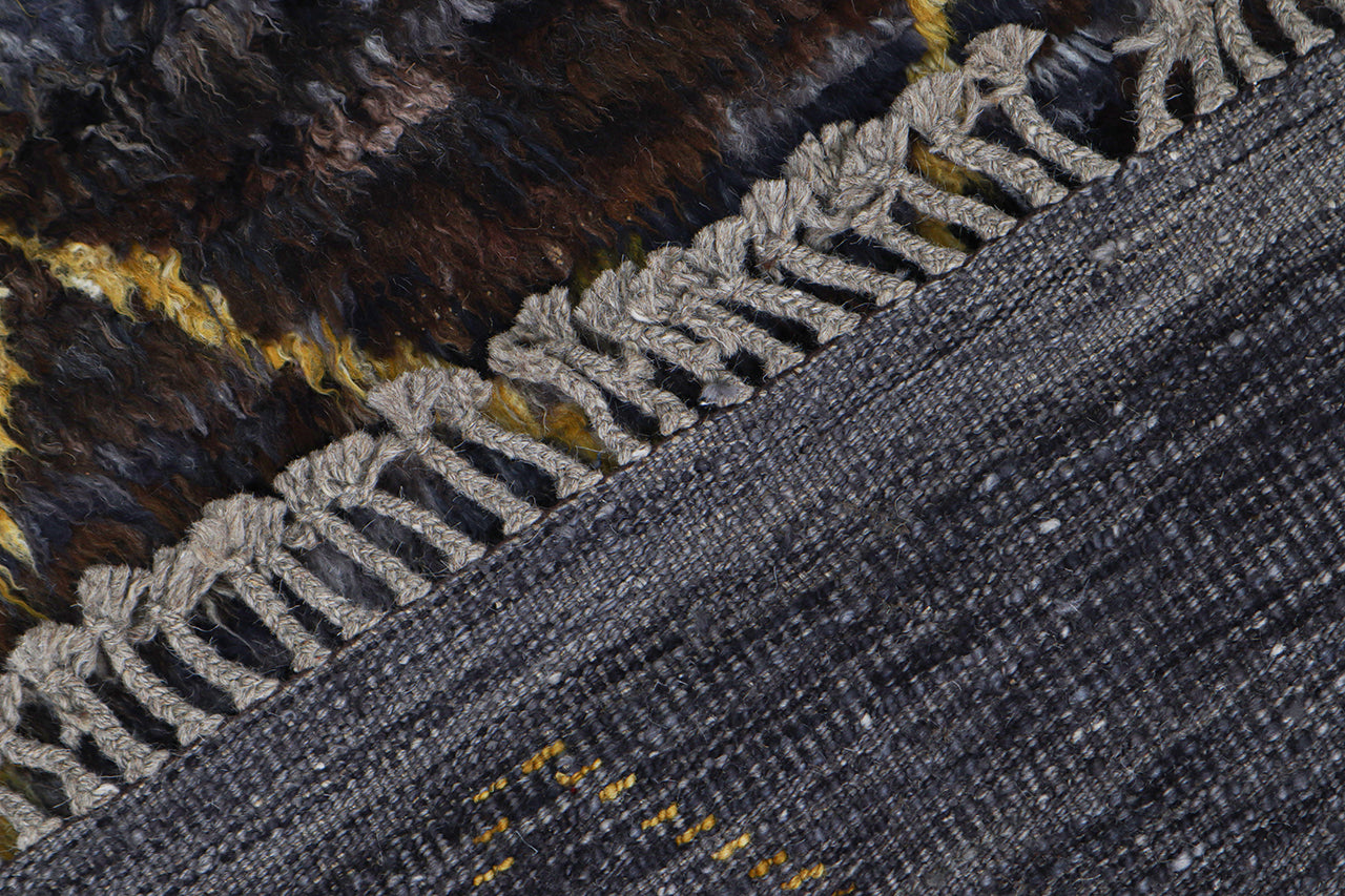 Modern design black Berber style carpet, handmade 306x214cm