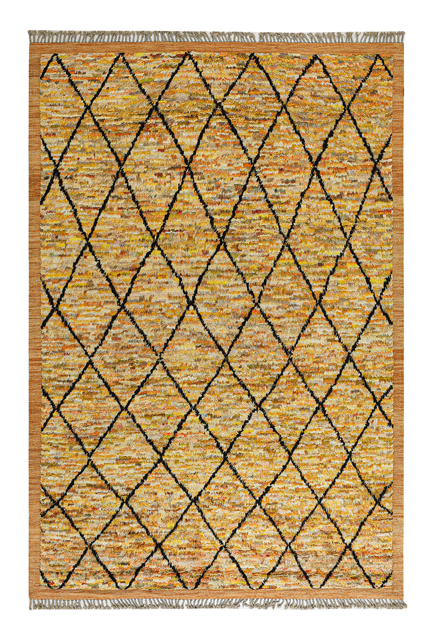 Modern design yellow Berber style carpet, handmade 308x210cm