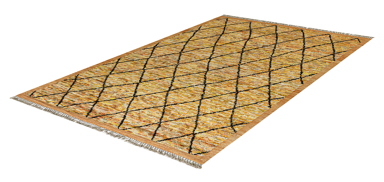 Modern design yellow Berber style carpet, handmade 308x210cm