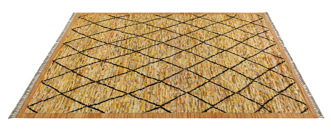 Modern design yellow Berber style carpet, handmade 308x210cm
