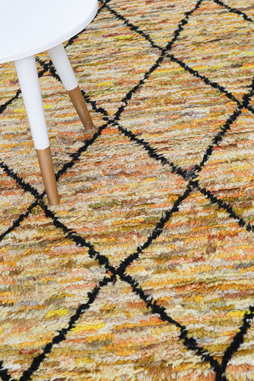 Modern design yellow Berber style carpet, handmade 308x210cm