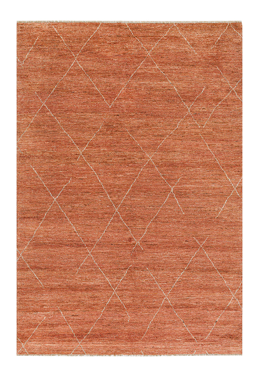 Modern design orange Berber style carpet, handmade 292x199cm