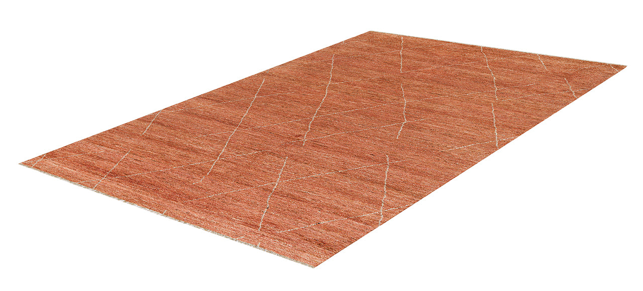 Modern design orange Berber style carpet, handmade 292x199cm