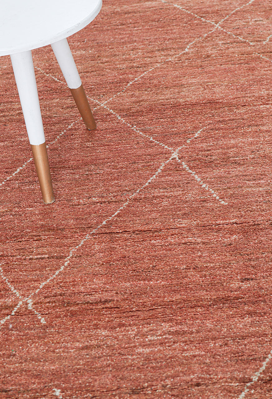 Modern design orange Berber style carpet, handmade 292x199cm