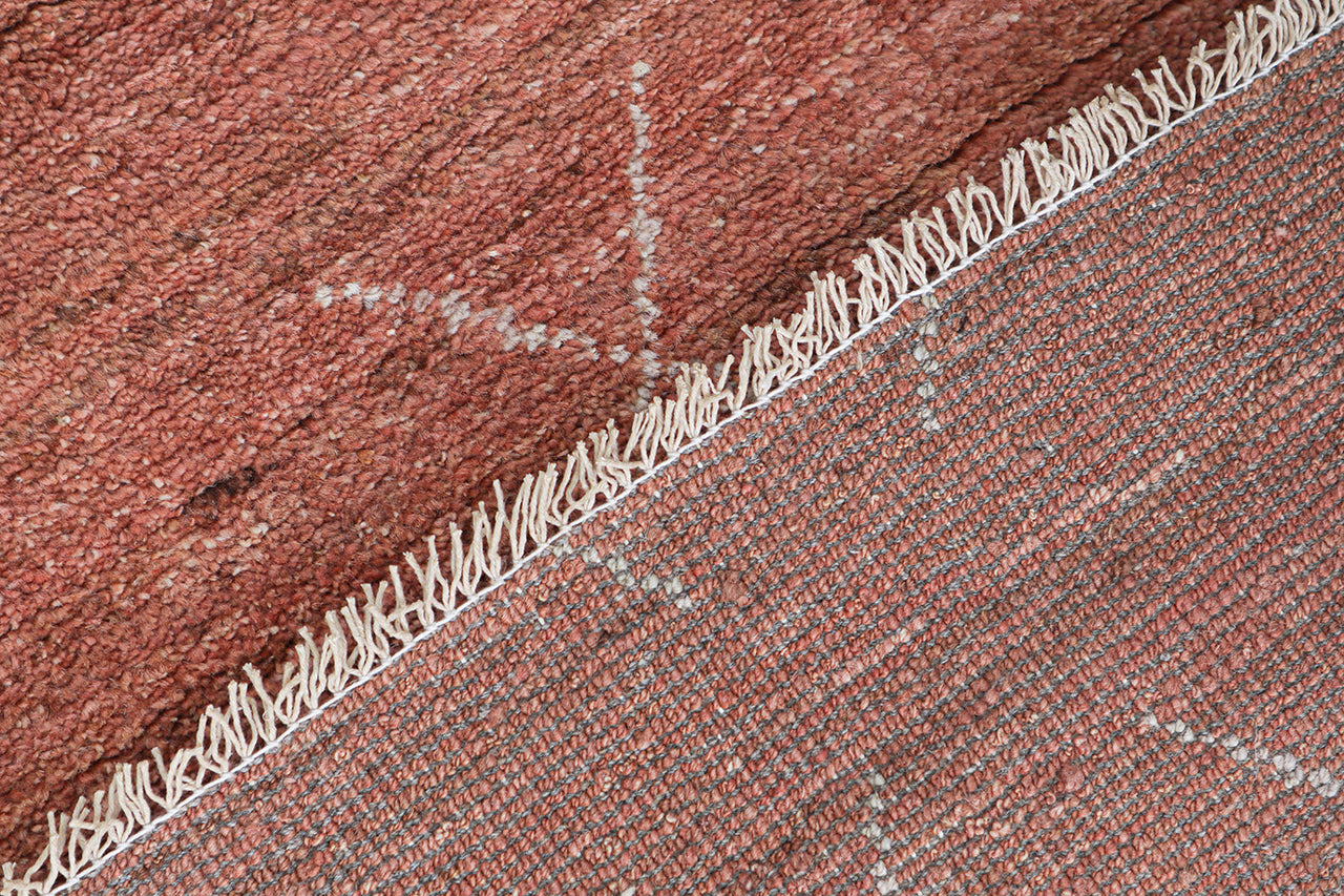 Modern design orange Berber style carpet, handmade 292x199cm