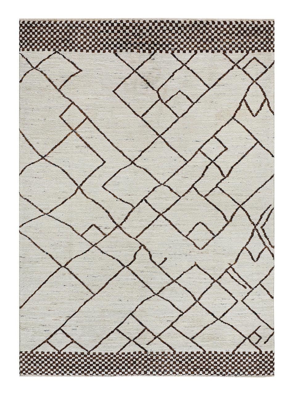Modern design white Berber style carpet, handmade 242x175cm