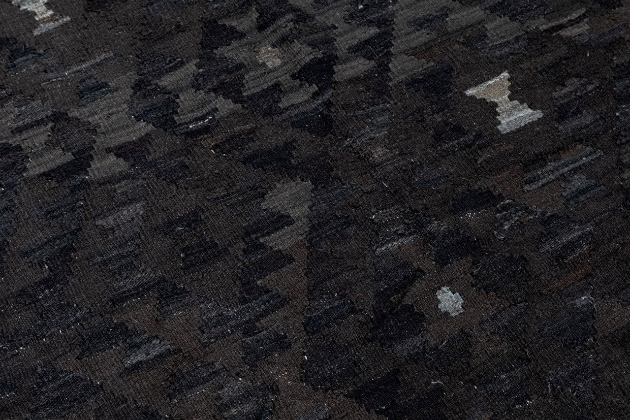 Tappeto Kilim Afghan Nero Naturale, Fatto a mano, 197x163cm