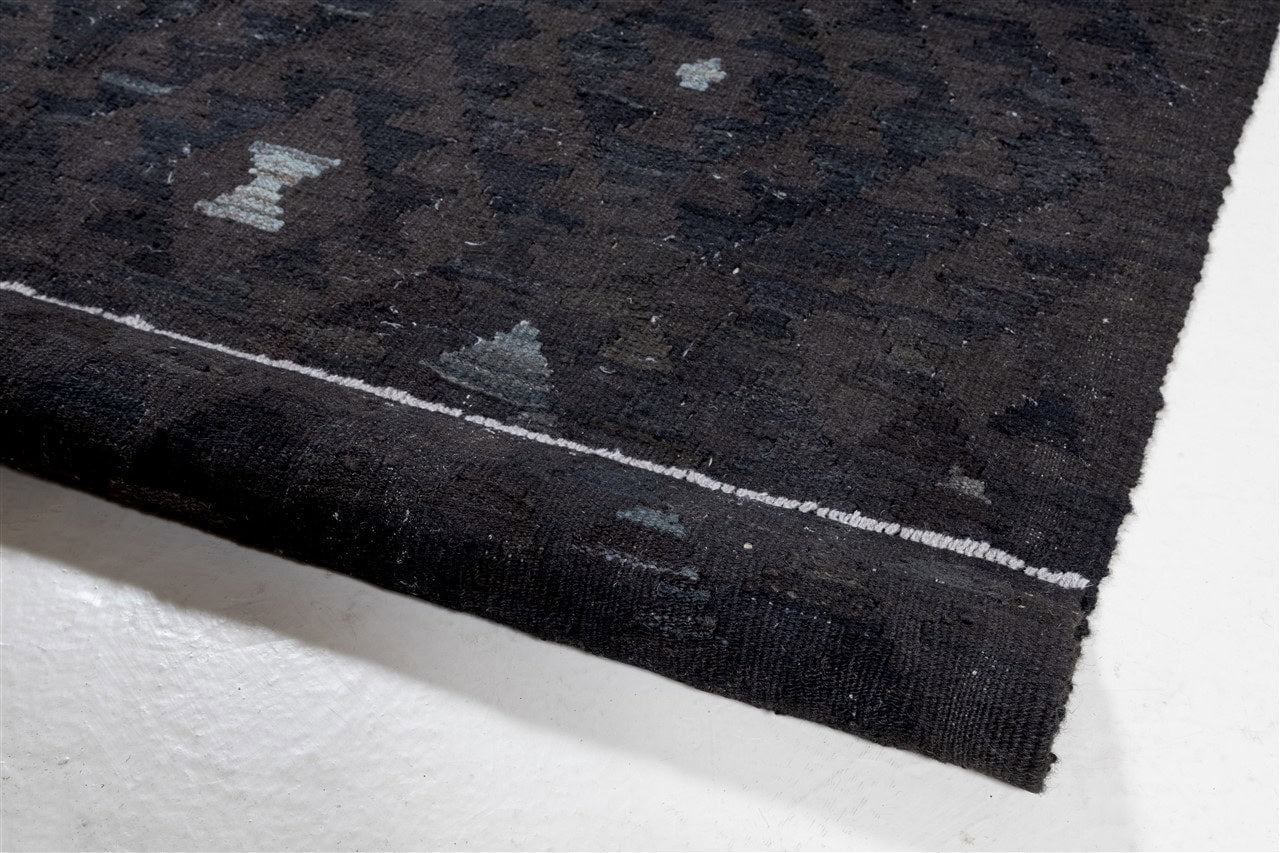 Tappeto Kilim Afghan Nero Naturale, Fatto a mano, 197x163cm