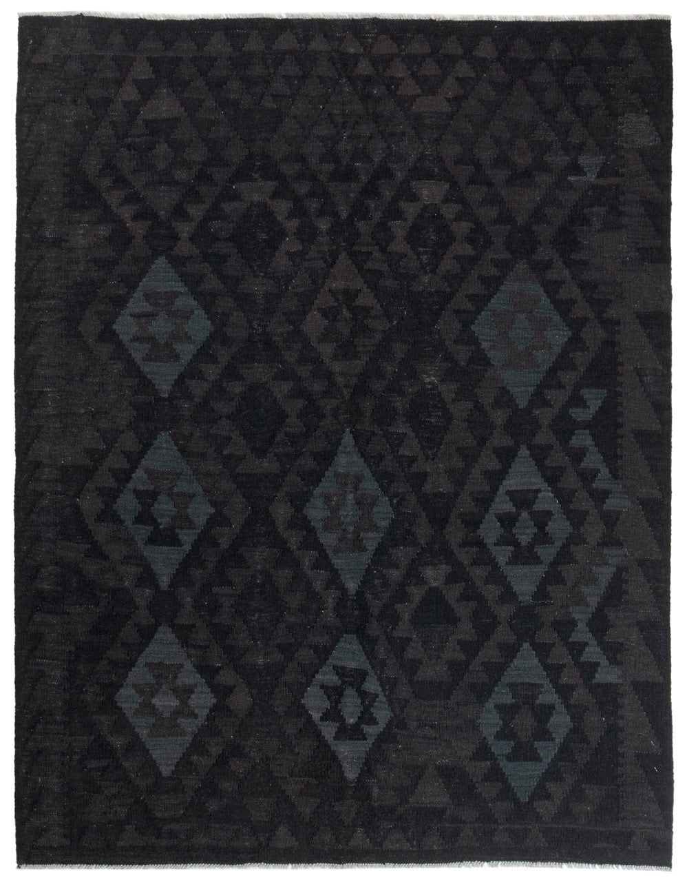 Tappeto Kilim Afghan Nero Naturale, Fatto a mano, 198x152cm