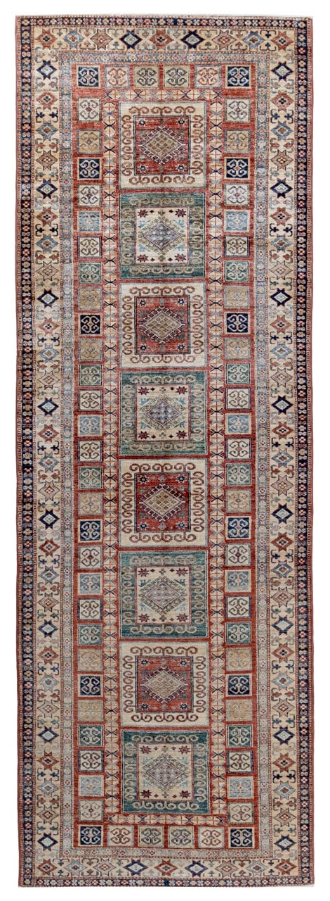 Handmade Premium Afghan Kazak Wool Rug, 367x123cm