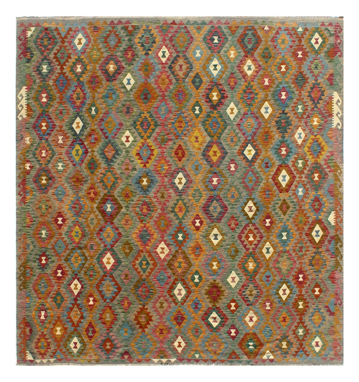 Tappeto Kilim Kaudani Afghan fatto a mano multicolore 305x303cm