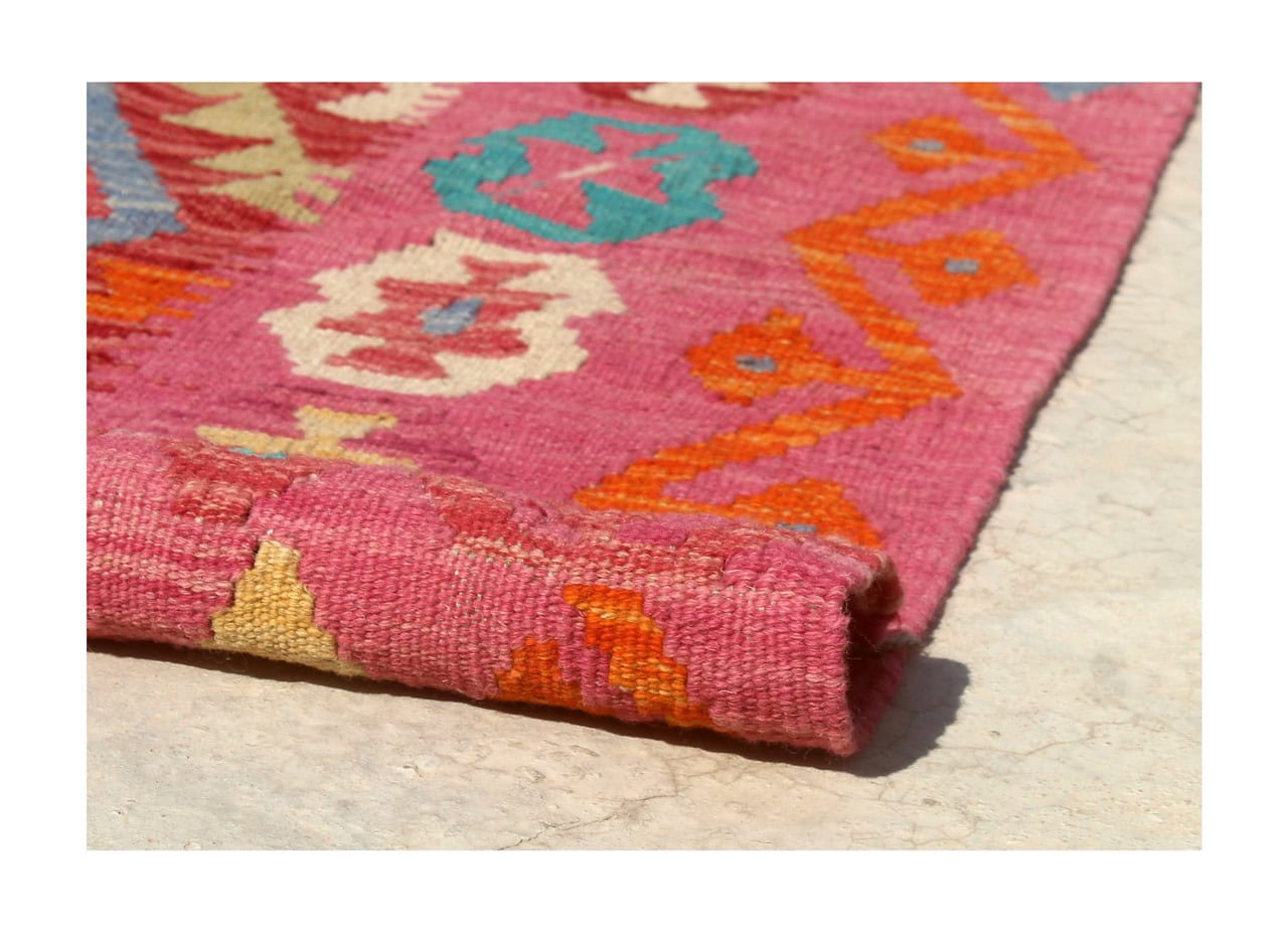 Tappeto Kilim Kaudani Afghan fatto a mano multicolore 340x251cm