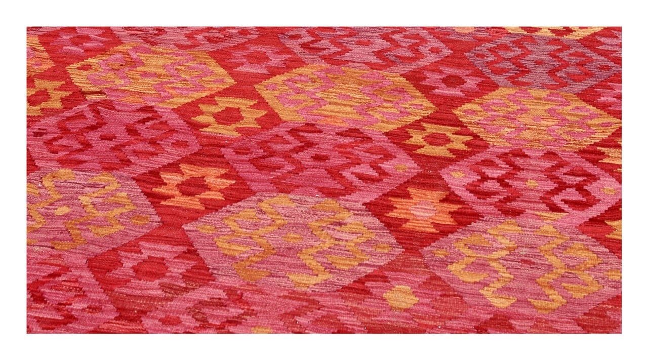 Tappeto Kilim Kaudani Afghan fatto a mano multicolore 357x252cm