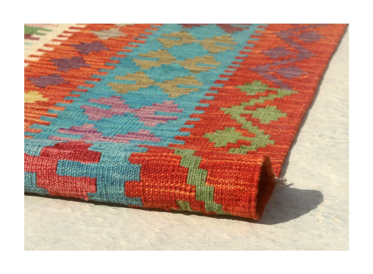 Tappeto Kilim Kaudani Afghan fatto a mano multicolore 388x305cm