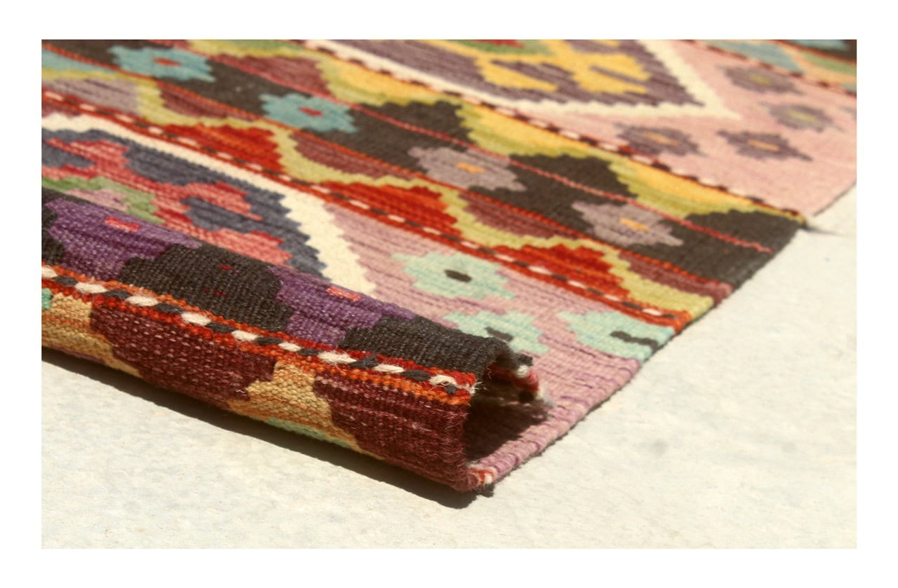 Tappeto Kilim Kaudani Afghan fatto a mano multicolore 298x249cm