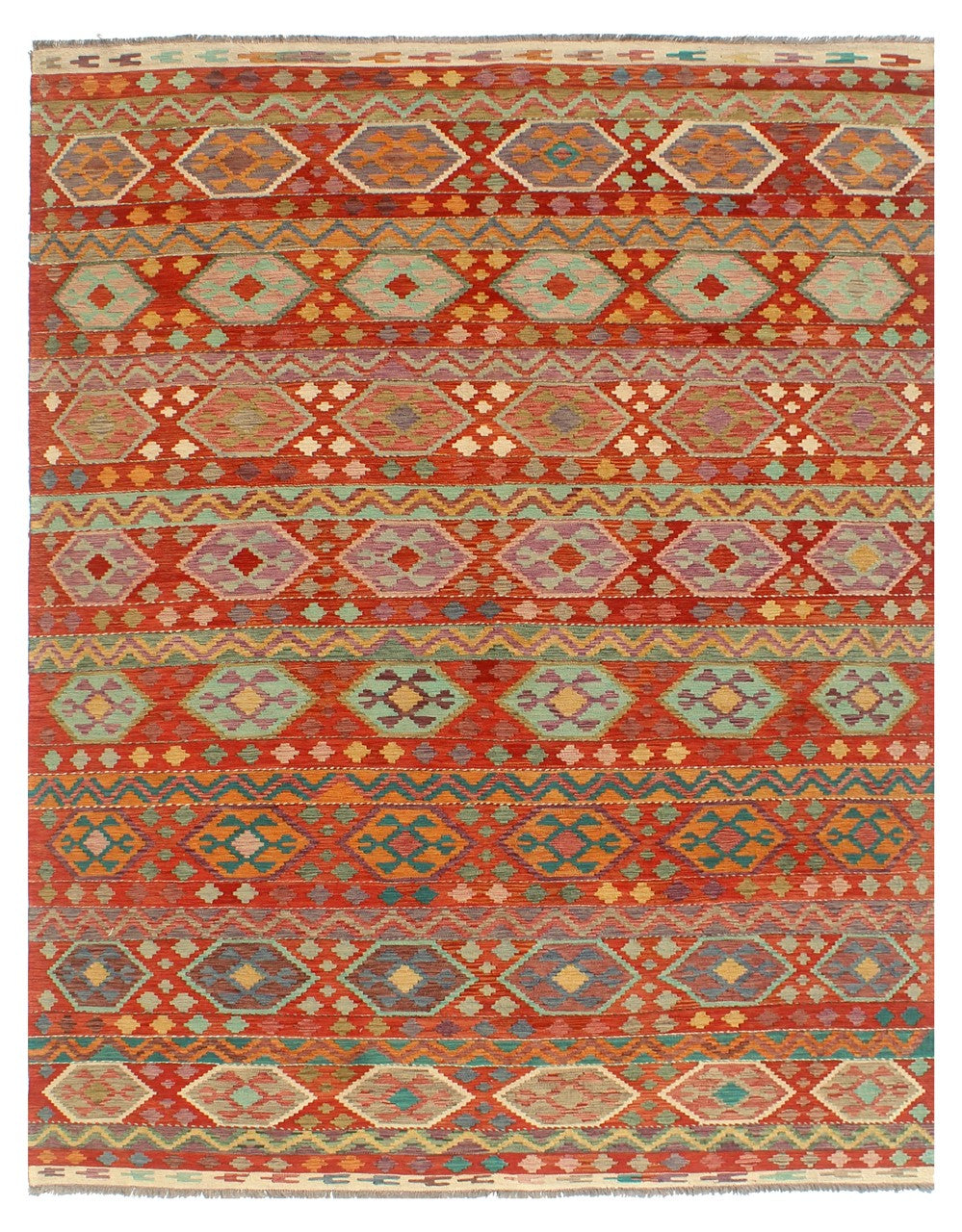 Tappeto Kilim Kaudani Afghan fatto a mano multicolore 346x254cm