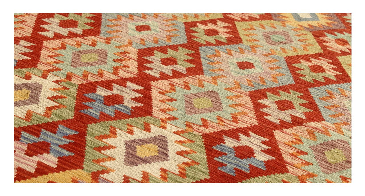 Tappeto Kilim Kaudani Afghan fatto a mano multicolore 297x254cm