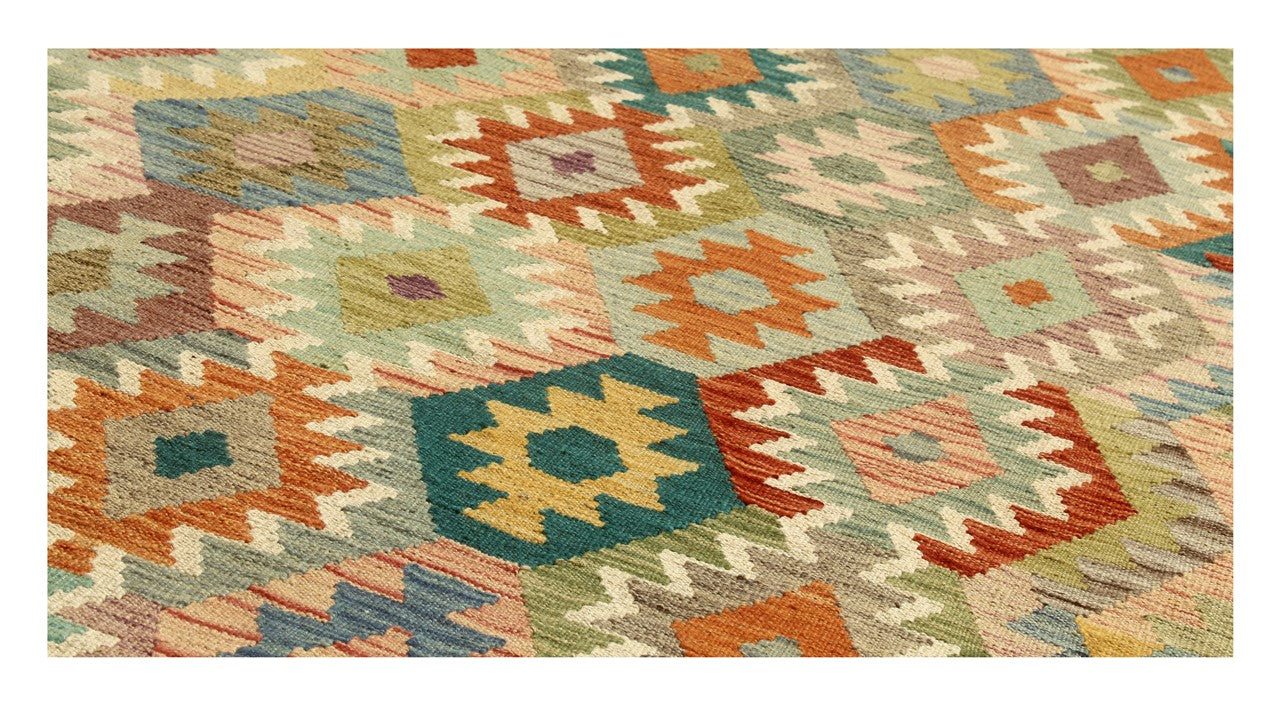 Tappeto Kilim Kaudani Afghan fatto a mano multicolore 344x247cm