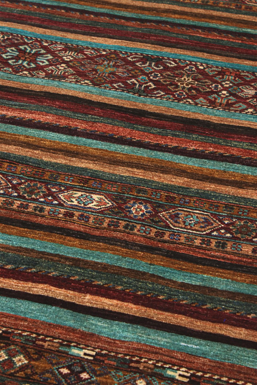 Tappeto passatoia Afghan multicolore in lana, fatto a mano 262x81cm