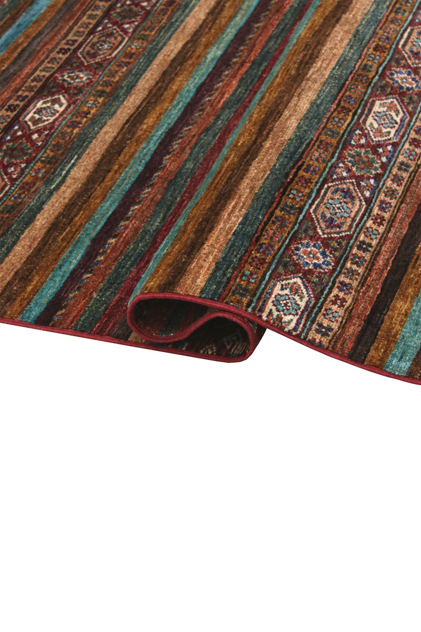 Tappeto passatoia Afghan multicolore in lana, fatto a mano 262x81cm