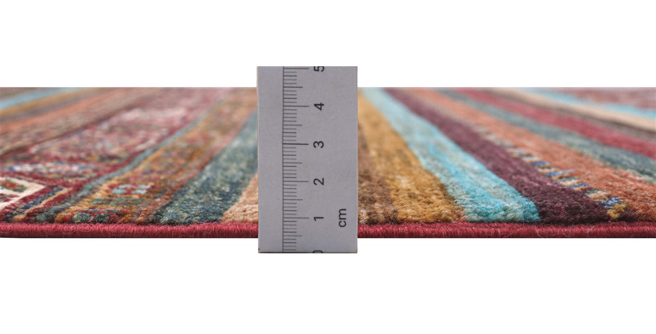 Tappeto passatoia Afghan multicolore in lana, fatto a mano 262x81cm