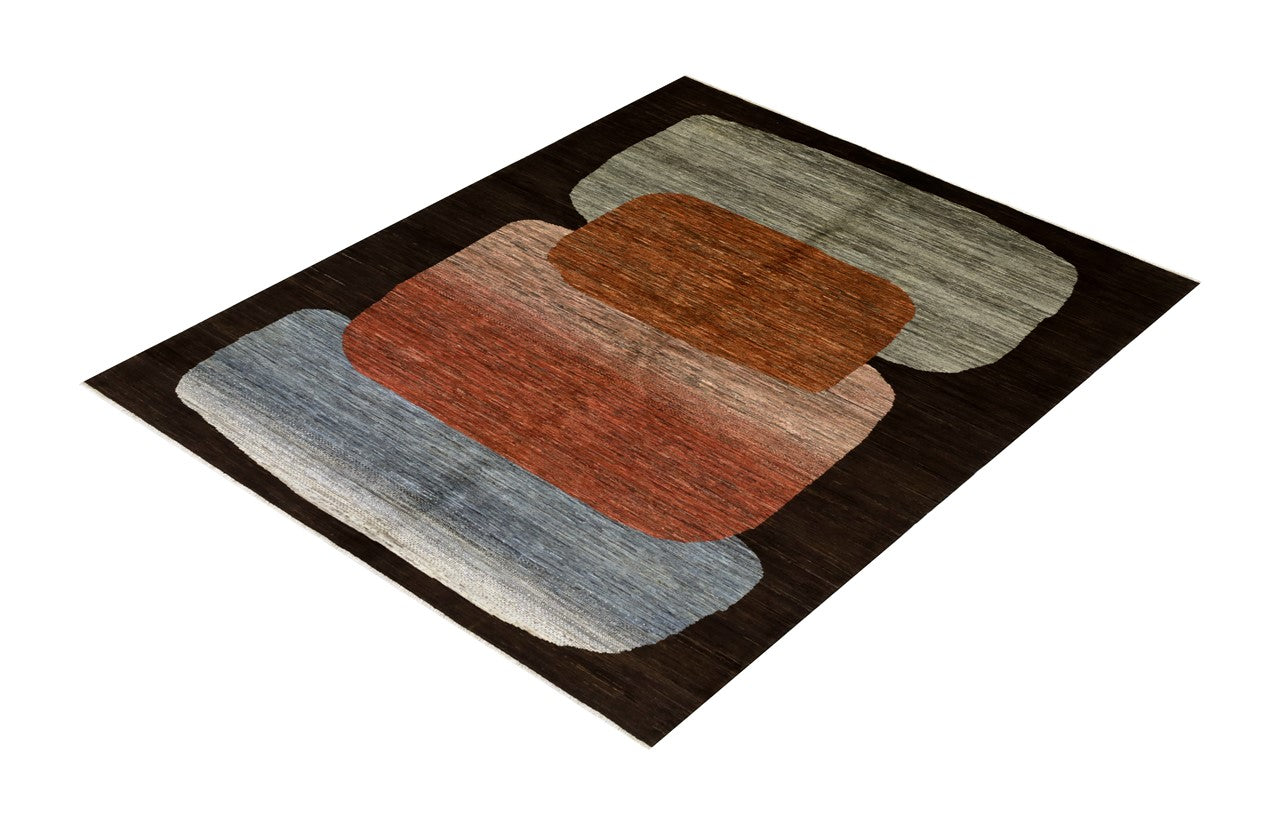 Modern design wool carpet, handmade, multi, 251x177cm