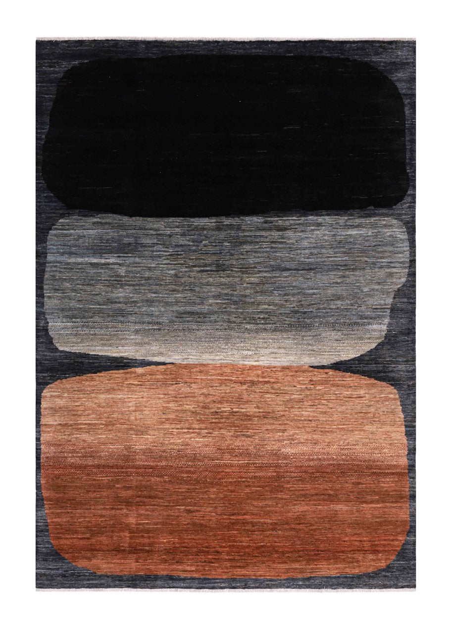 Modern design wool carpet, handmade, multi, 241x168cm