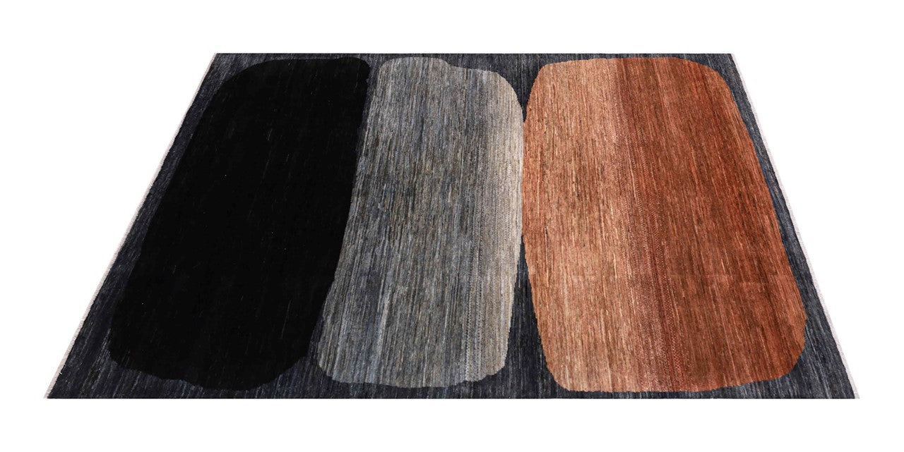 Modern design wool carpet, handmade, multi, 241x168cm