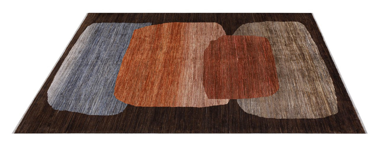 Modern design wool carpet, handmade, multi, 238x172cm