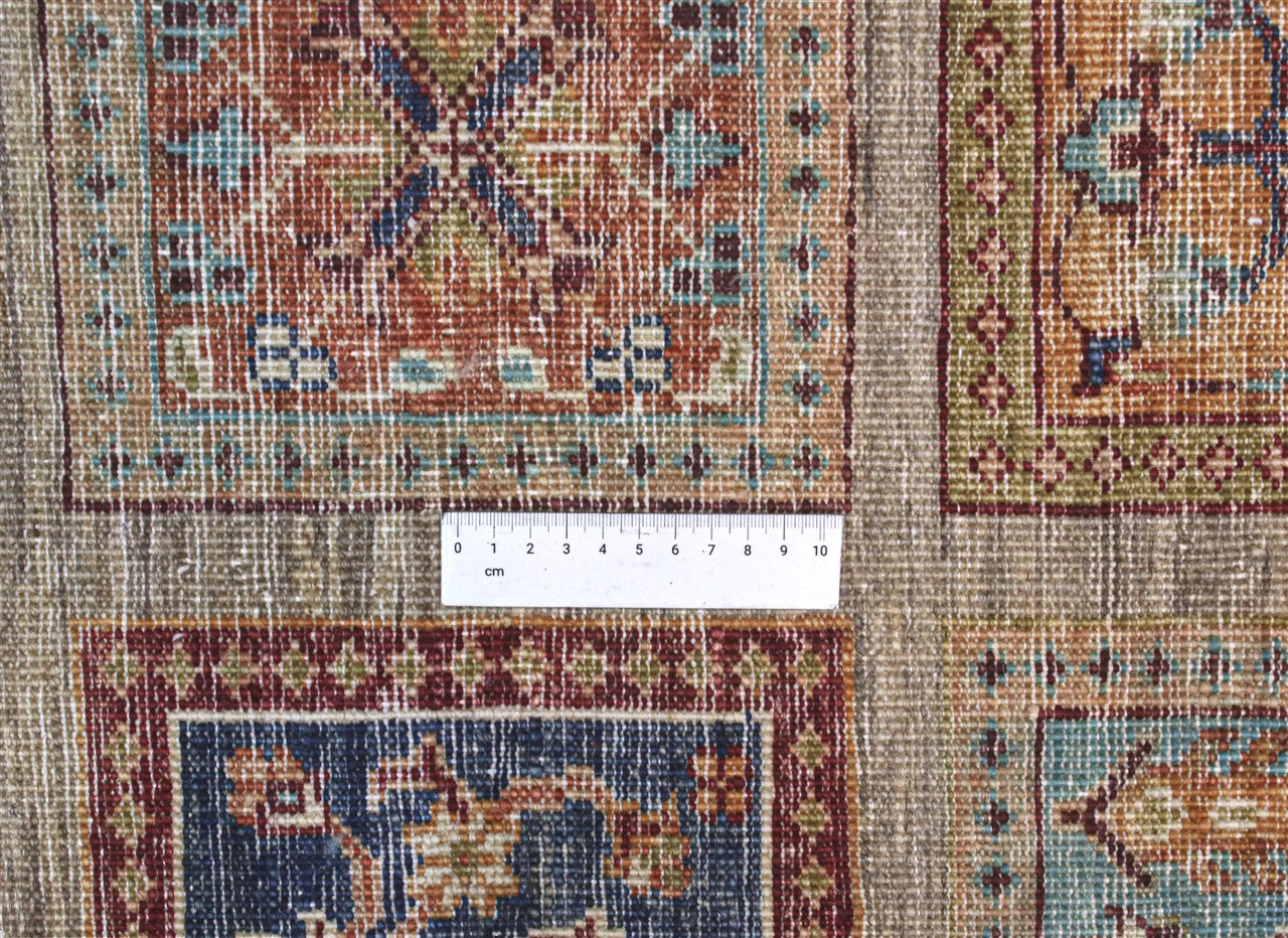 Tappeto Afghan grigio in lana, fatto a mano 252x172cm