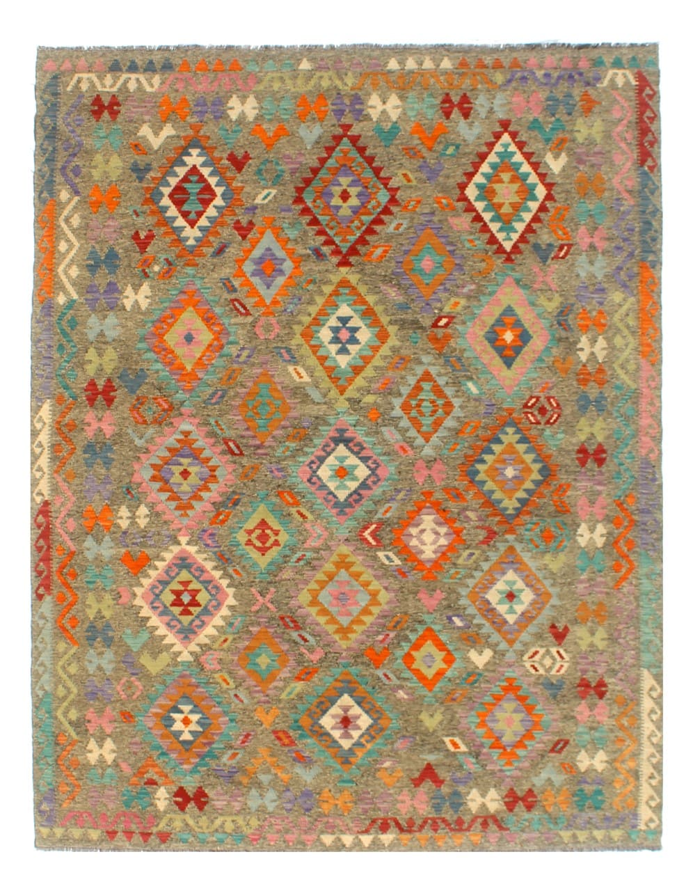 Tappeto Kilim Kaudani Afghan fatto a mano multicolore 345x242cm