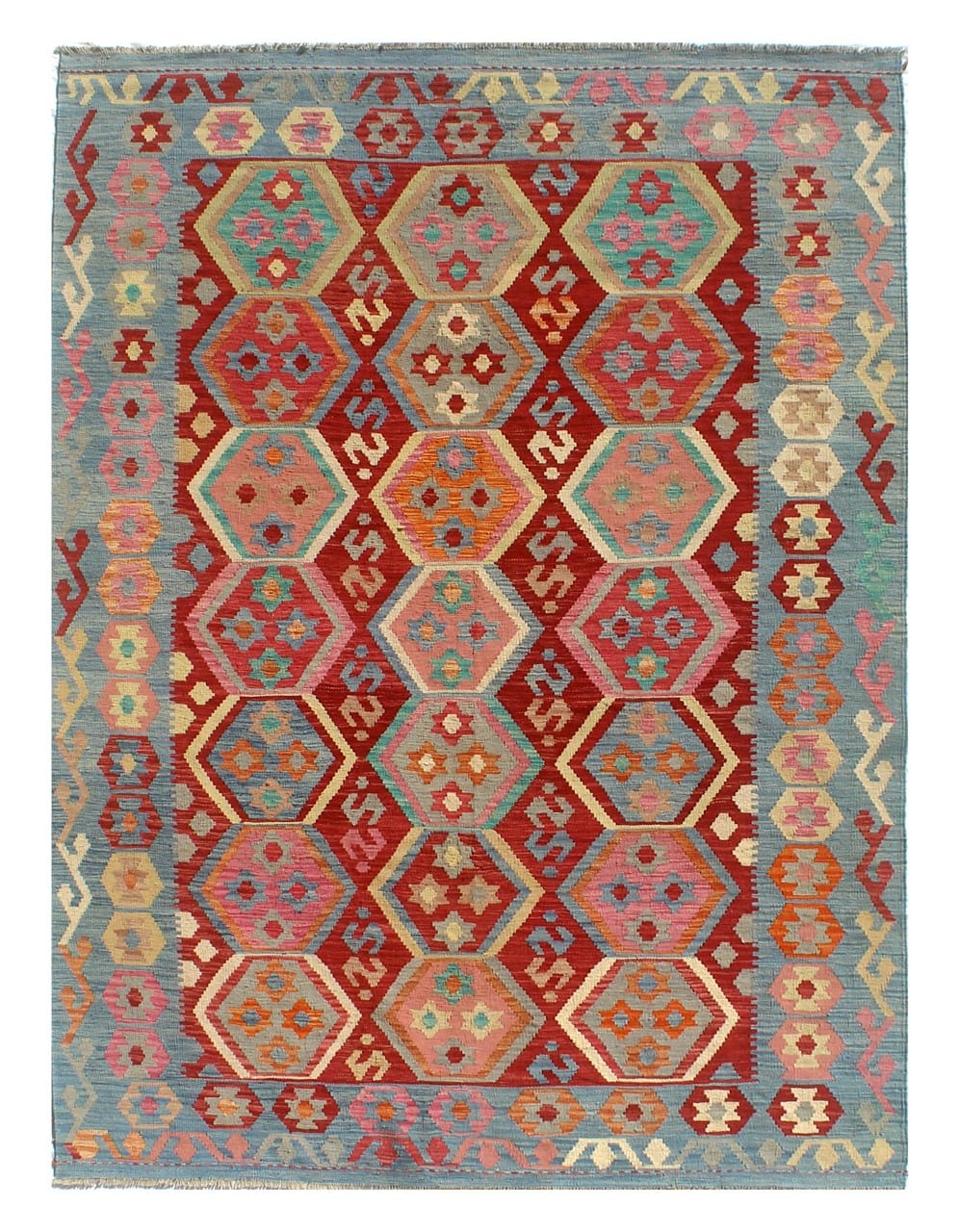 Tappeto Kilim Kaudani Afghan fatto a mano multicolore 300x204cm