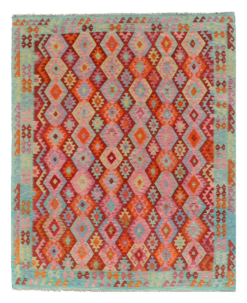 Tappeto Kilim Kaudani Afghan fatto a mano multicolore 333x261cm