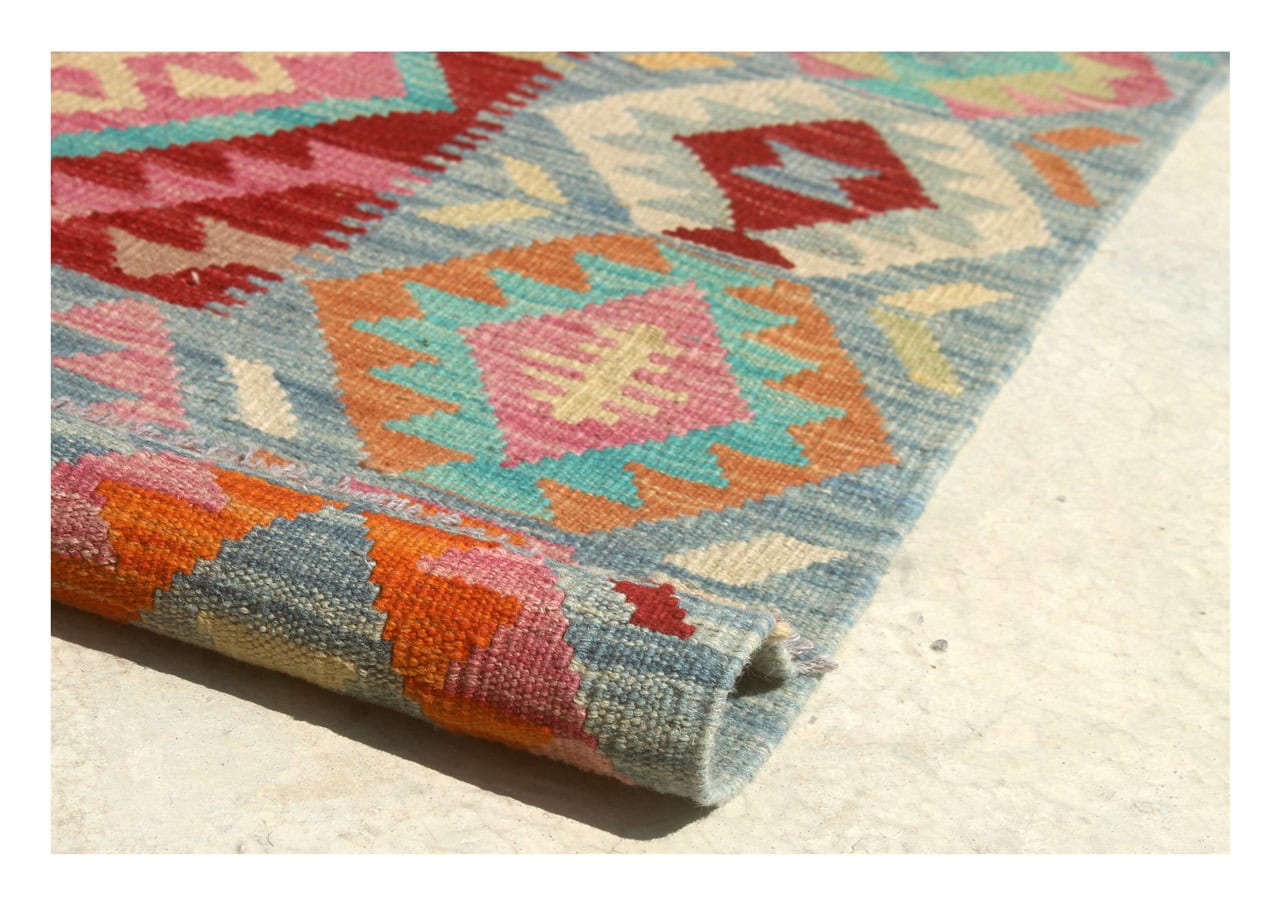 Tappeto Kilim Kaudani Afghan fatto a mano multicolore 301x256cm